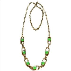 Kate Spade Gold Plate Green Stone Link Necklace
